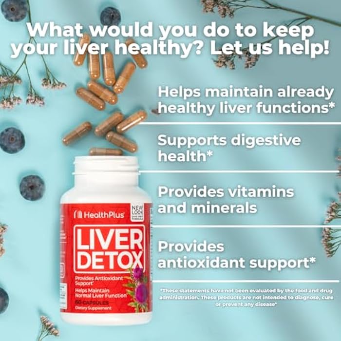 Health Plus, Liver Detox, Natural Herbal Liver Support & Detox Supplement with Milk Thistle, Dandelion and Turmeric Root, 60 capsules - Image 3
