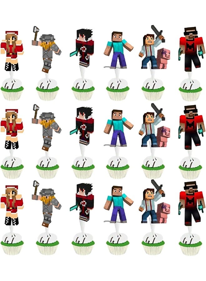 25 Pieces Minecraft Theme Birthday Decorations for Children's Birthday Supplies, Cake decoration Set for Girls Women Men Kids Baby - Image 4