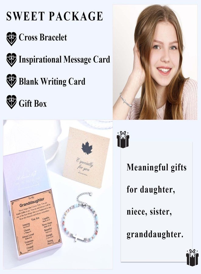 FIEEFX Granddaughter Gifts from Grandma, Christian Religious Cross Bracelet for Girls Women, To My Granddaughter Bracelet Jewelry Valentines Baptism Graduation Christmas Easter Birthday Gifts for Teens Girls - Image 5