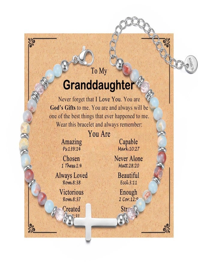 FIEEFX Granddaughter Gifts from Grandma, Christian Religious Cross Bracelet for Girls Women, To My Granddaughter Bracelet Jewelry Valentines Baptism Graduation Christmas Easter Birthday Gifts for Teens Girls - Image 1