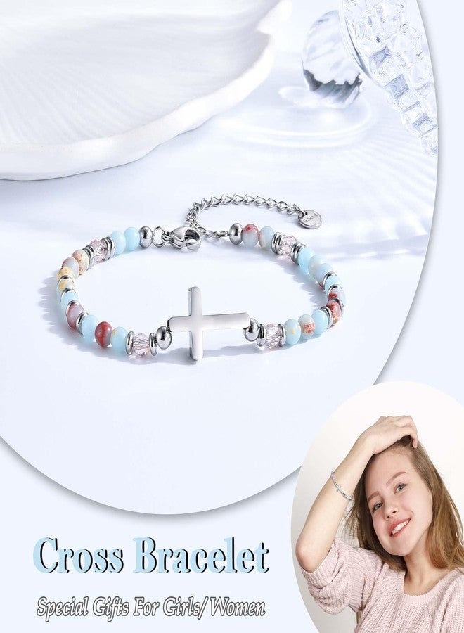FIEEFX Granddaughter Gifts from Grandma, Christian Religious Cross Bracelet for Girls Women, To My Granddaughter Bracelet Jewelry Valentines Baptism Graduation Christmas Easter Birthday Gifts for Teens Girls - Image 2