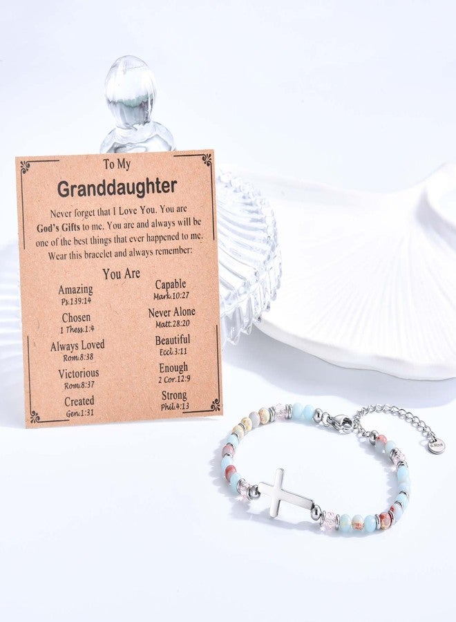 FIEEFX Granddaughter Gifts from Grandma, Christian Religious Cross Bracelet for Girls Women, To My Granddaughter Bracelet Jewelry Valentines Baptism Graduation Christmas Easter Birthday Gifts for Teens Girls - Image 3