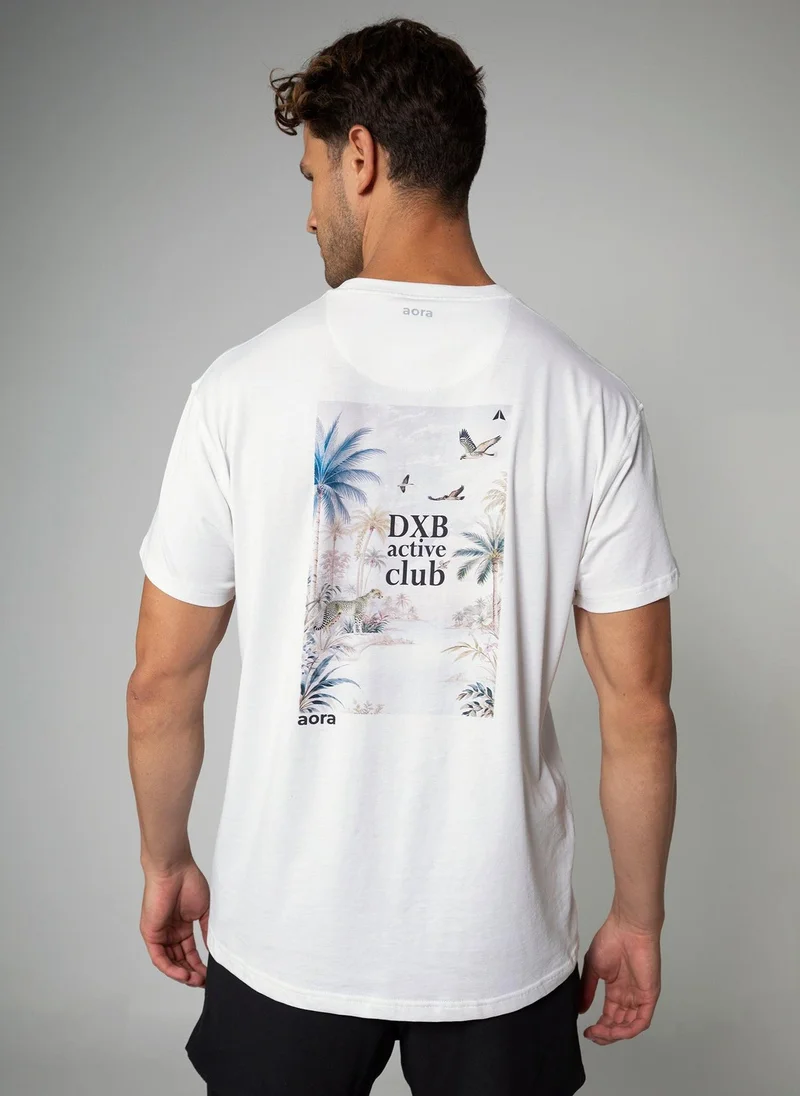 Aora Unisex Season Graphic T-Shirt – Lightweight Cotton Tee with Nature-Inspired Print for Casual Wear & Light Training (White, V4 Edition)