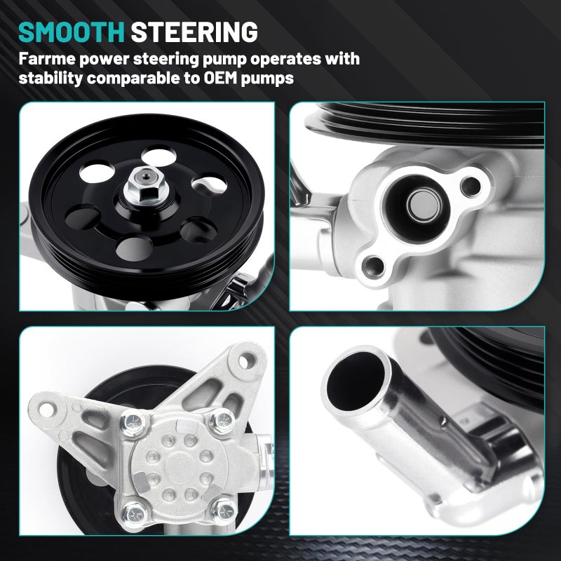 Farrme 21-5268 Power Steering Pump Fit for Honda Accord EX/LX/SE 1998-2002, for Honda Odyssey 1999-2004, for Isuzu Oasis 1998-1999 Automotive Replacement Power Steering Pumps with Pulley 21-5993 - Image 4