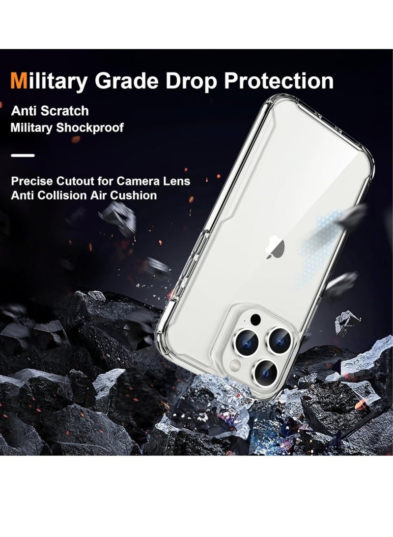 راكسوم جراب آيفون 15 مع [2 واقي شاشة + 1 واقي عدسة كاميرا] [حماية فائقة] [مقاومة للاصفرار] غطاء خلفي صلب من البولي كربونات مقاوم للصدمات، وجوانب مرنة من مادة TPU، جراب شفاف لهاتف آيفون 15 - Image 3