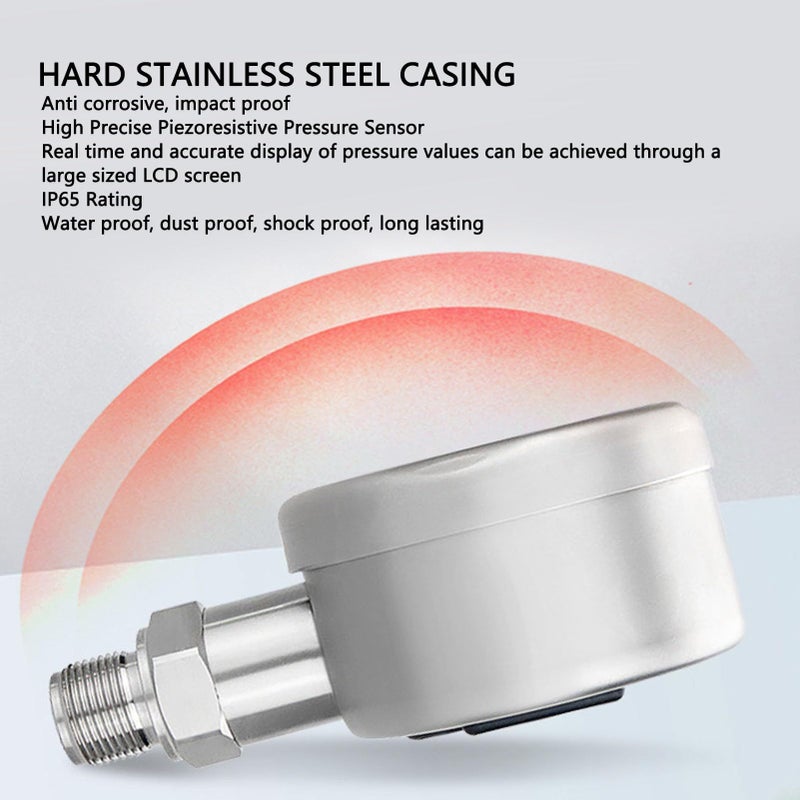 Digital Pressure 0-200bar Stainless Steel Electronic Meter With LCD Display - Image 4