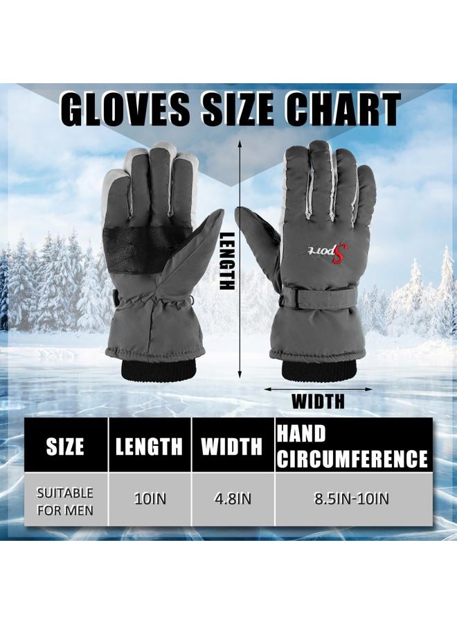 Jeere 2 Pairs Winter Ski Gloves Men Women Waterproof Snow Gloves Adjustable Nonslip Windproof Snowboard Mittens with Zipper Strap Hook Pocket for Men Women Cold Weather(Grey,Lake Blue) - Image 4