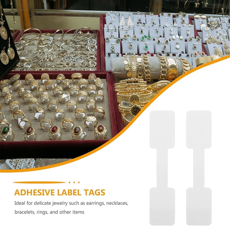 Self Adhesive White Rectangle Jewelry Price Tags 6Cm 200Pcs Blank Stickers For Necklace Ring Bracelet - Image 3