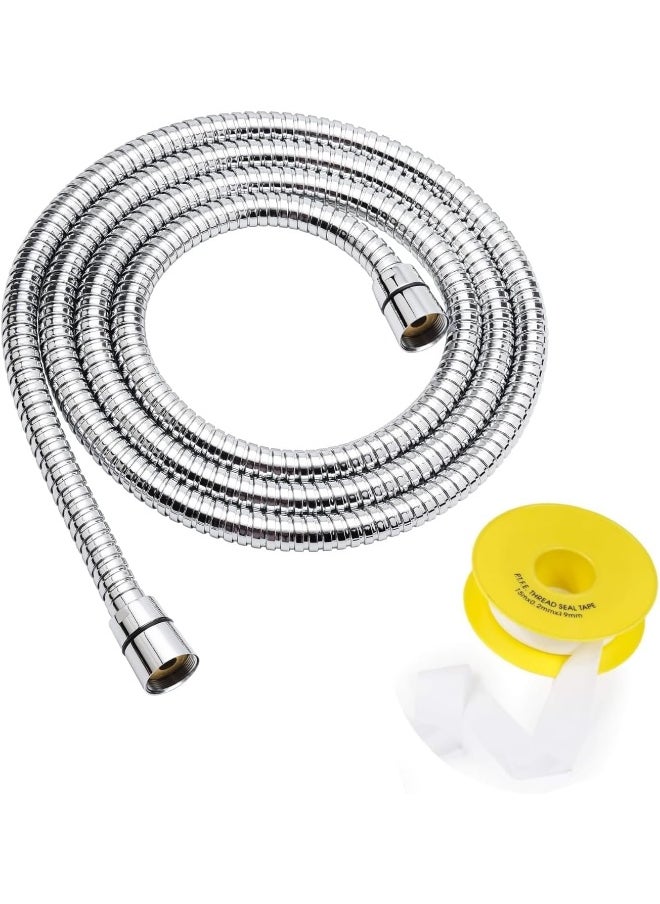Biella Stainless Steel Flexible Shower Hose With Teflon Tape Replacement For Hand Showerhead Leak-Proof Rust Resistant Shower Pipe Chrome (120Cm)  - Image 1
