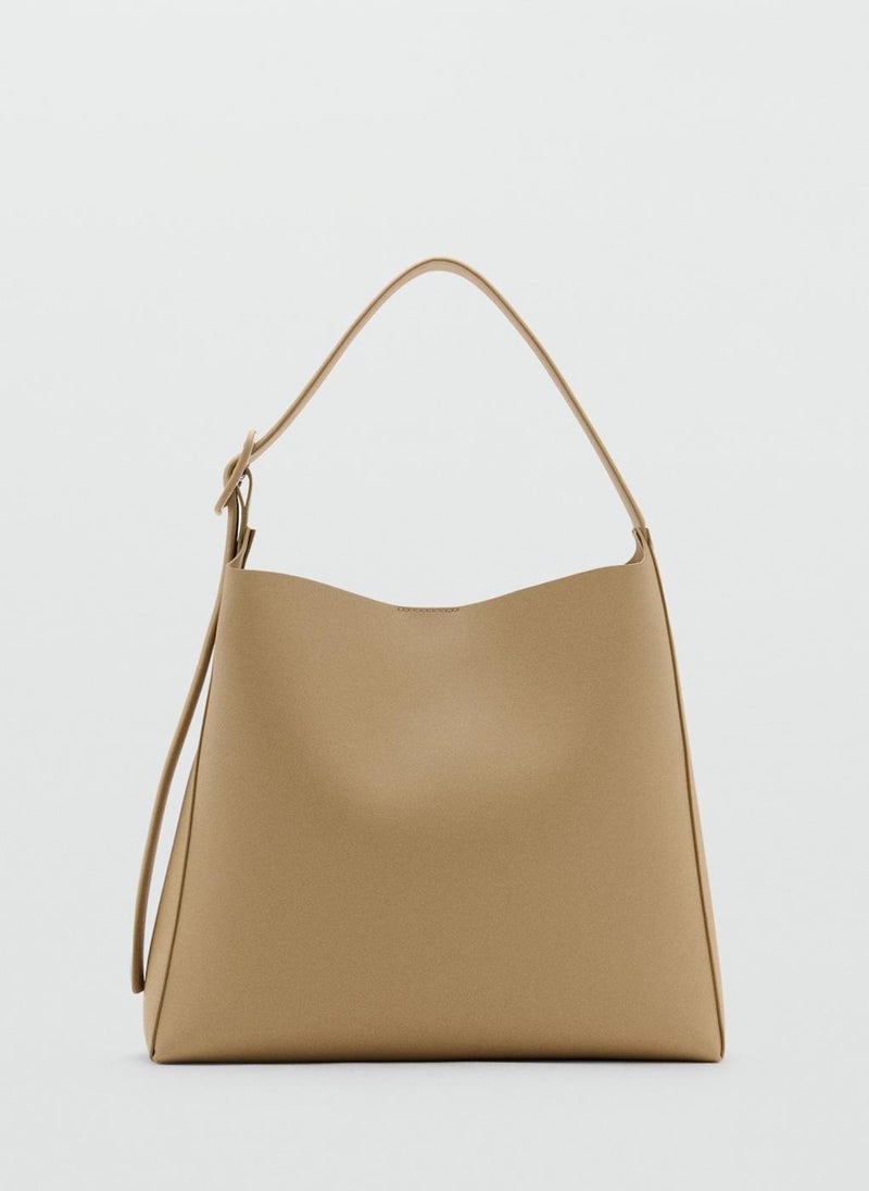 MANGO Leather Effect Bucket Bag  - Image 1