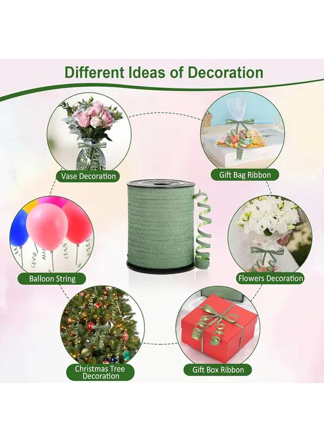 Green Metallic Shimmering Curly Ribbon 300m For Gift Wrapping Wedding Party Decor - Image 5