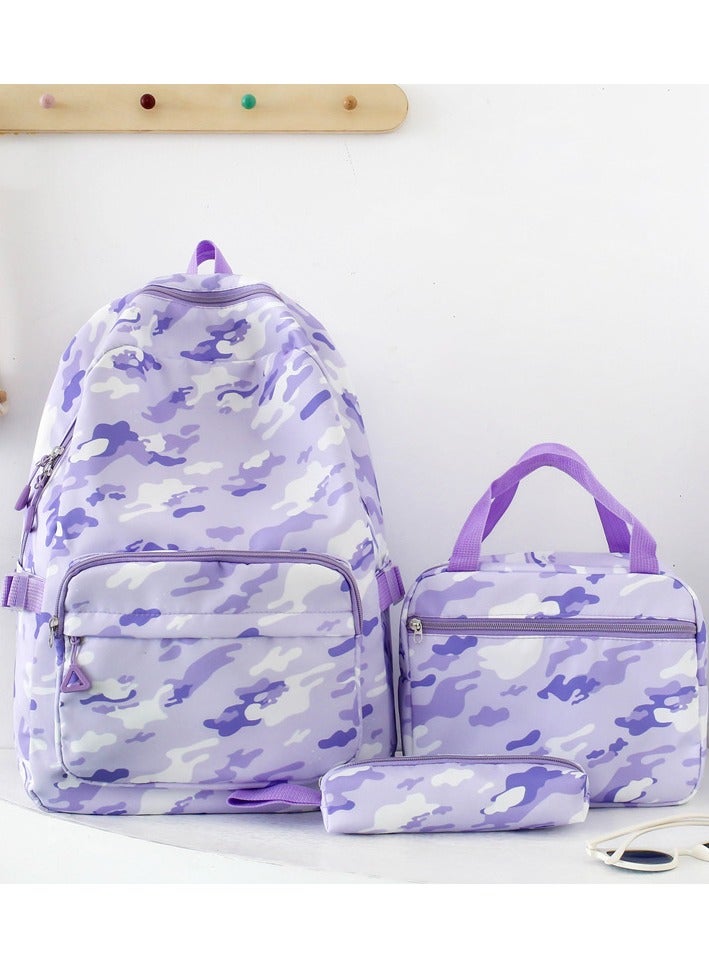 TAPIT 3PCS Teen Girls School Backpack Kids Bookbag Set with Lunch Box Pencil Case Travel Laptop Backpack Casual Daypacks (Purple) - Image 1