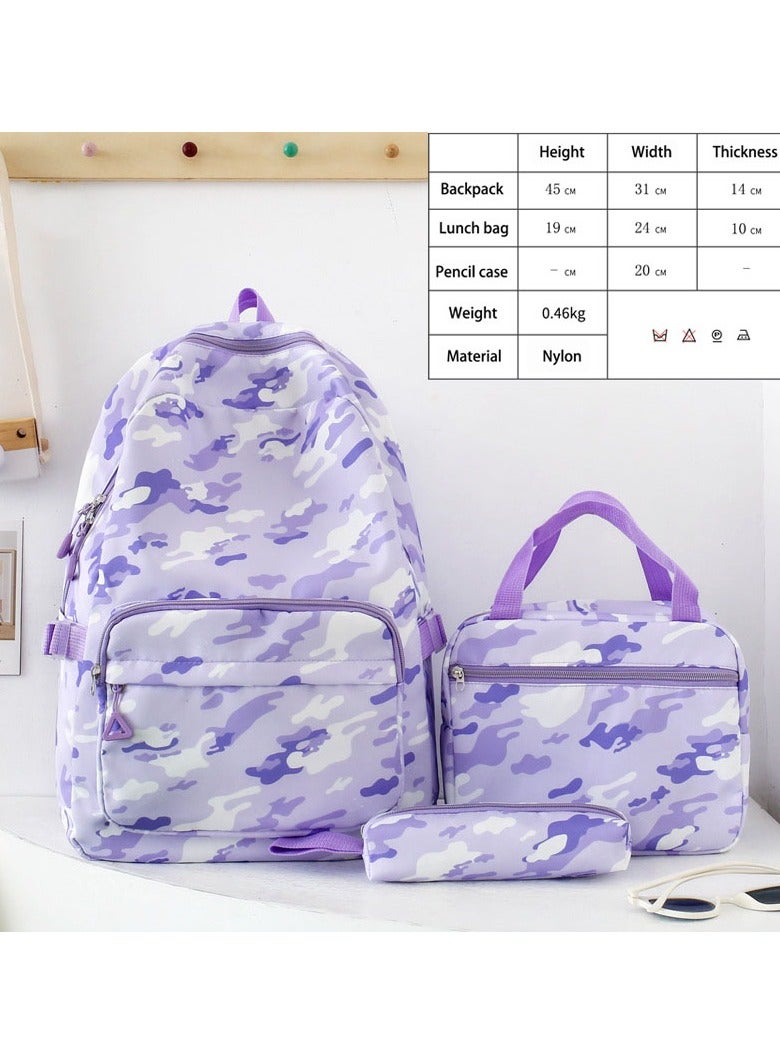 TAPIT 3PCS Teen Girls School Backpack Kids Bookbag Set with Lunch Box Pencil Case Travel Laptop Backpack Casual Daypacks (Purple) - Image 5