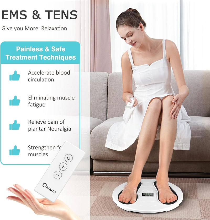 KNQZE مدلك القدم لاعتلال الأعصاب TENS EMS منبه القدم للدورة الدموية 10 أوضاع 20 شدة تحكم عن بعد لاسلكي تخفيف ألم اعتلال الأعصاب للقدمين التهاب اللفافة الأخمصية هدايا للأم والأب - Image 5