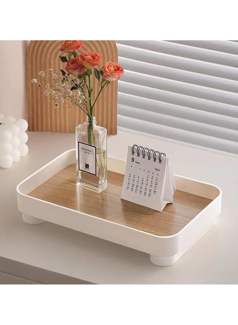 XiuWoo Bathroom Tray Vanity Trays, White Rectangle Decorative Catchall Organizer Storage Small Dresser Tray Counter Perfume Table Serving Tray 24*15cm - Image 4