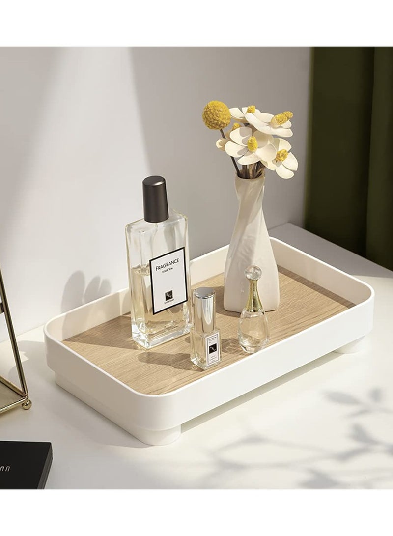 XiuWoo Bathroom Tray Vanity Trays, White Rectangle Decorative Catchall Organizer Storage Small Dresser Tray Counter Perfume Table Serving Tray 24*15cm - Image 5