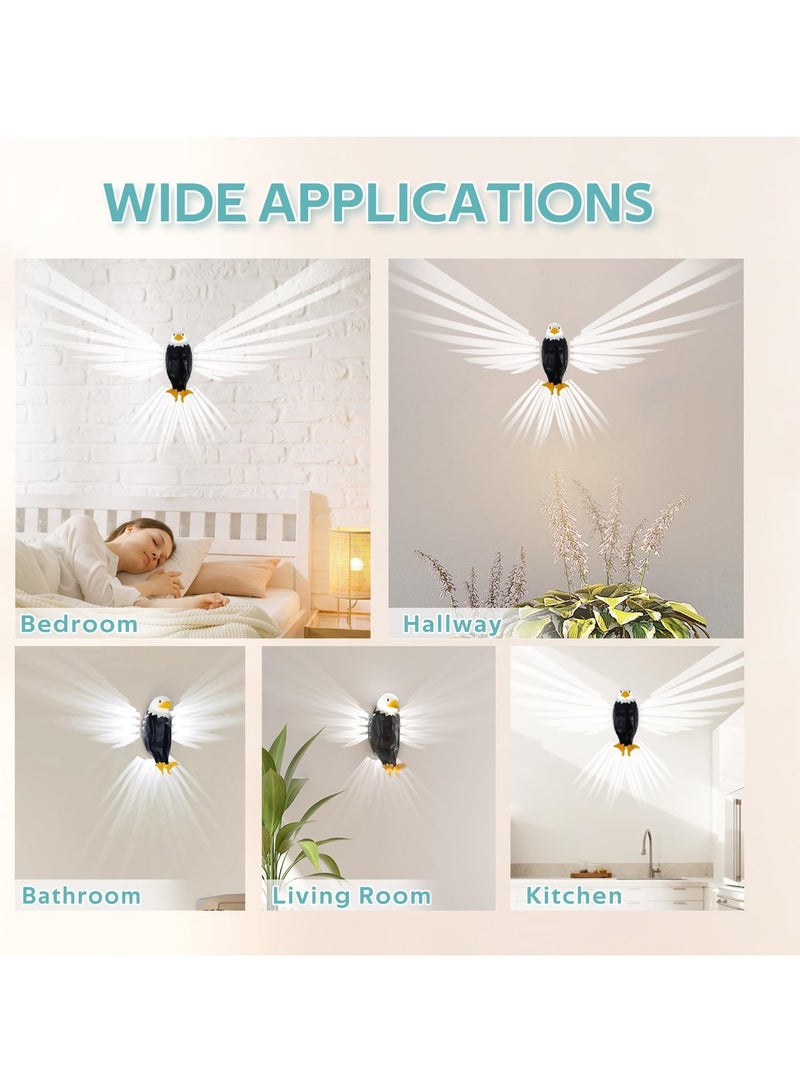 Bald Eagle Wall Light, American Animal Bird Wall Night Light, Magnetic Led Wall Mounted Eagle Lamp, with Remote Control, USB Charging, Battery Operated - Image 2