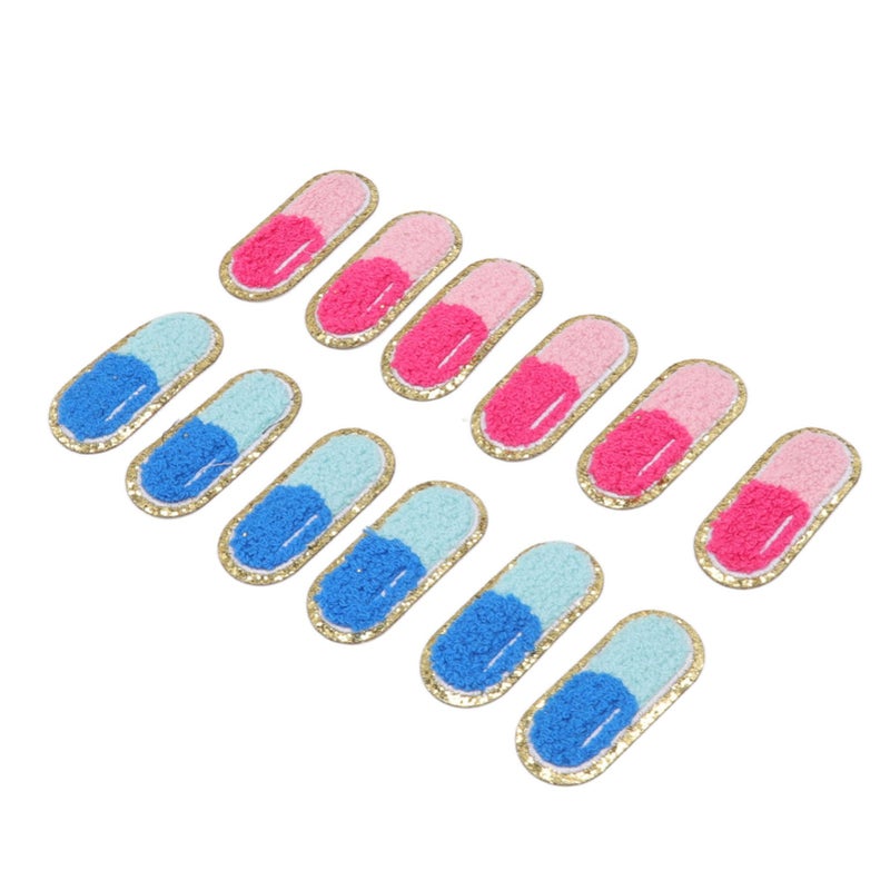 12 Pcs Embroidered Patches Cartoon Cute Pill Shape Easy Ironing Patches for DIY Clothing Bags Shoes Shirts Socks - Image 2