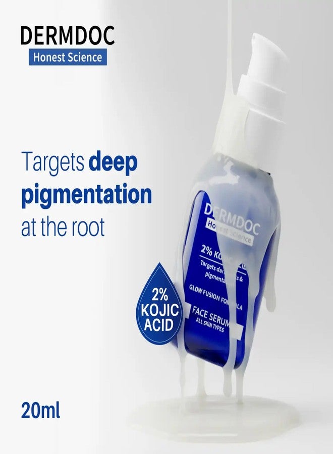 DERMDOC 2% Kojic Acid Face Serum, 20ml | Dark Spots & Pigmentation Control | Brightening, Even-Tone Formula with Niacinamide + Alpha Arbutin + Glutathione | Spot Corrector Serum for Acne Marks, Tanning & Uneven Skin Tone - Image 2