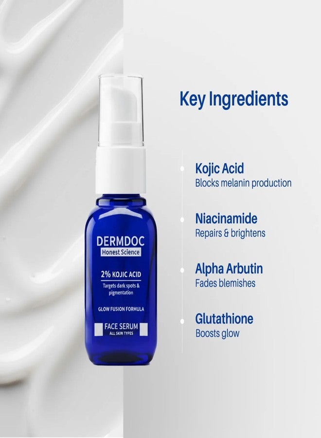 DERMDOC 2% Kojic Acid Face Serum, 20ml | Dark Spots & Pigmentation Control | Brightening, Even-Tone Formula with Niacinamide + Alpha Arbutin + Glutathione | Spot Corrector Serum for Acne Marks, Tanning & Uneven Skin Tone - Image 5