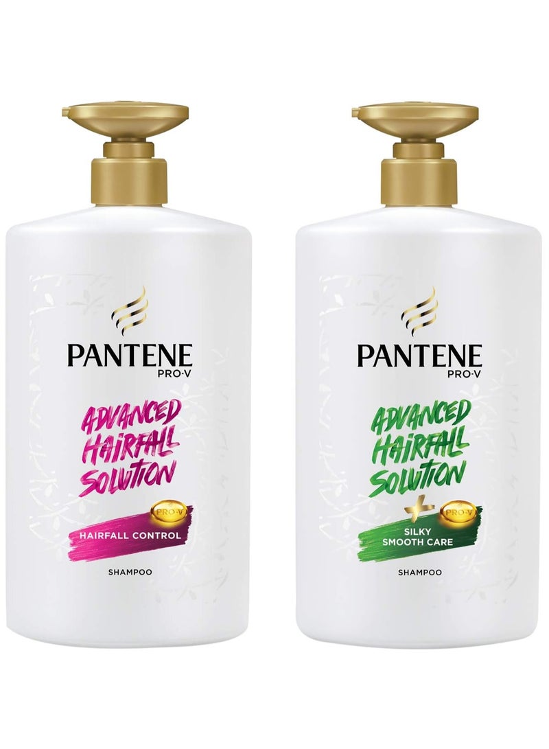 Pantene Advanced Hair Fall Solution Anti Hair Fall Shampoo, 1 L & Pantene Advanced Hair Fall Solution Silky Smooth Care Shampoo, 1 L - Image 1