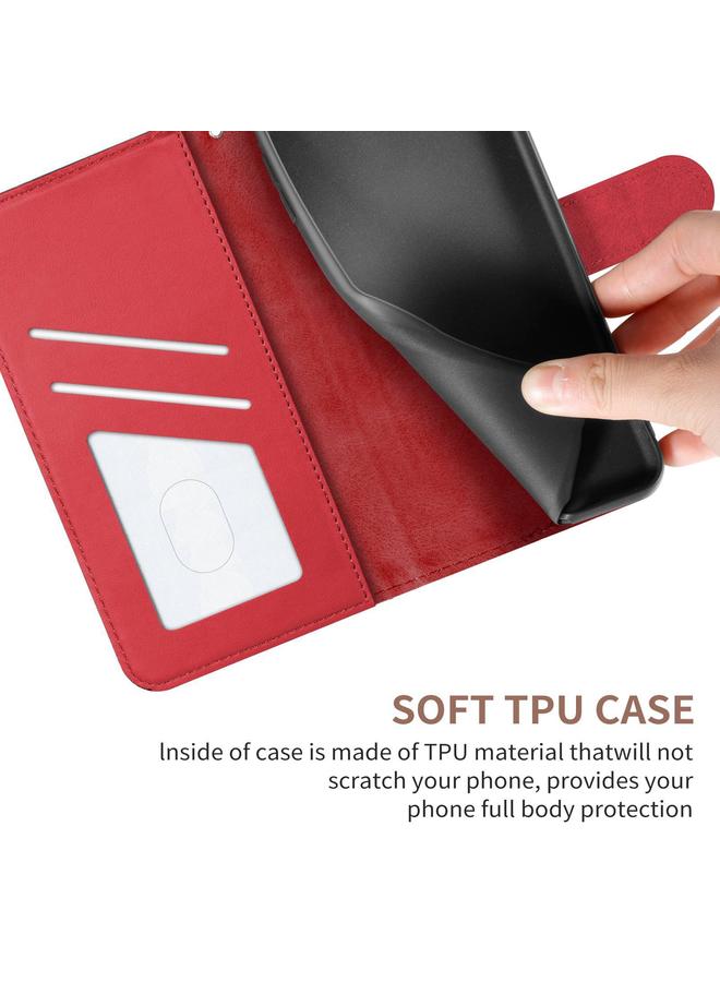 اس-توب جراب لهاتف Samsung Galaxy A22 5G من جلد البولي يوريثان بنقش غزال سيكا مع حامل وفتحة بطاقة ومحفظة وإطار صورة - Image 4