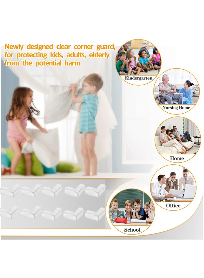 TIANER 3M Baby Proofing Corner Protectors Set, Silicone Edge Guards with 10 Corner Covers, Transparent Furniture Safety Edge Bumper for Table & Desk Protection - Image 3