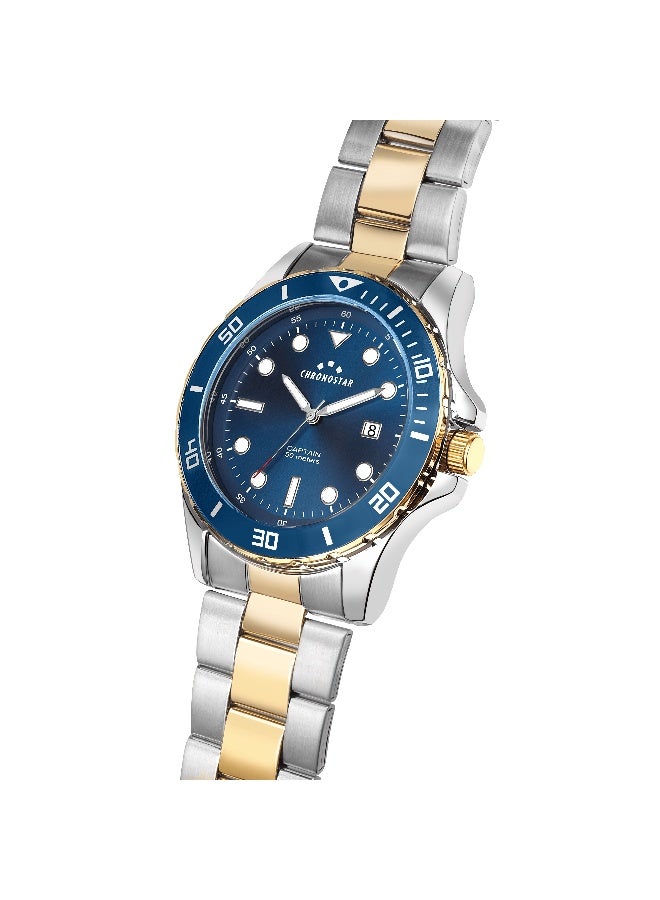 Chronostar Men's Blue Round Analog Dial with Multicolour Stainless Steel Band Watch - 43mm - R3753291006 - Image 3