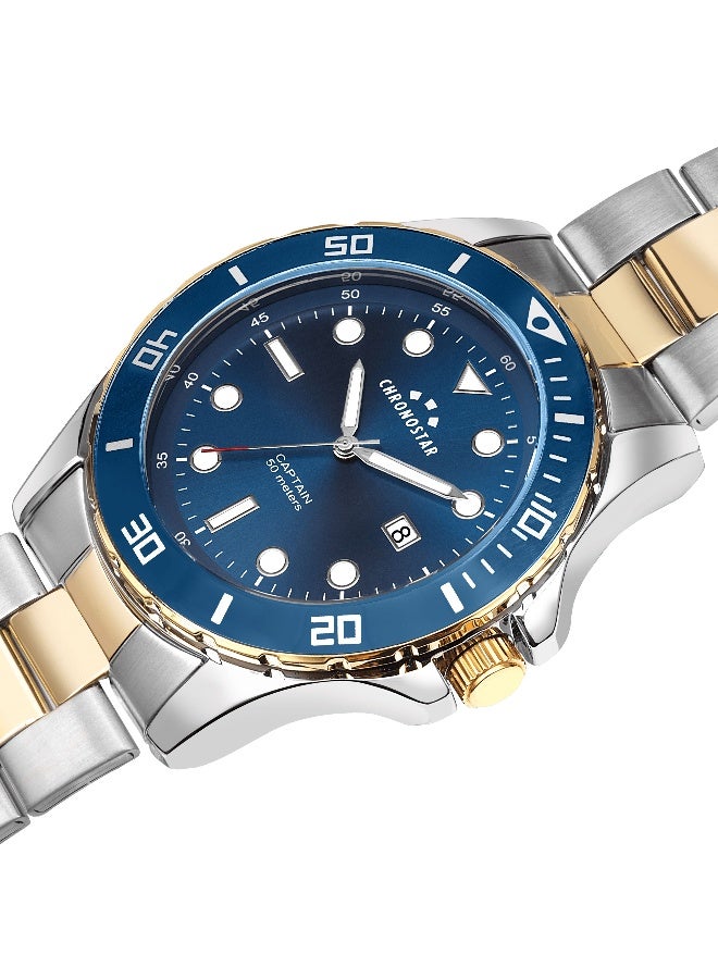 Chronostar Men's Blue Round Analog Dial with Multicolour Stainless Steel Band Watch - 43mm - R3753291006 - Image 2