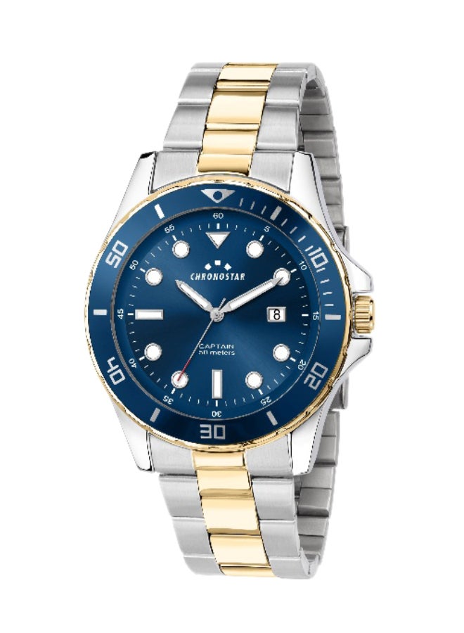 Chronostar Men's Blue Round Analog Dial with Multicolour Stainless Steel Band Watch - 43mm - R3753291006 - Image 1