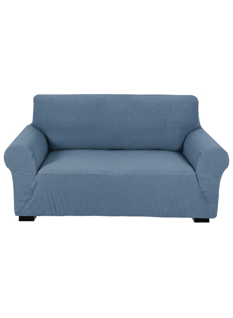 فابينني غطاء أريكة مطاطي مناسب لشخصين مصنوع من قماش ناعم وممشط، غطاء أريكة يوفر حماية كاملة للأثاث، غطاء أريكة لشخصين يناسب الأريكة القياسية والمتكئة مقاس 145-178 سم، أزرق غباري - Image 1