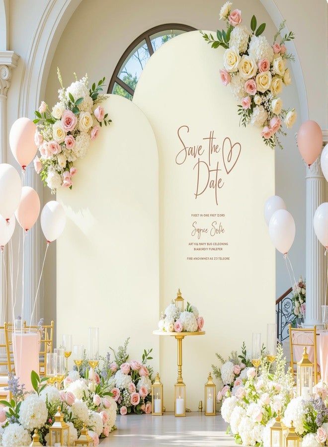 HB HBB MAGIC Beige Green Arch Backdrop Cover Set of 2 Spandex Arch Covers 7.2 and 6ft Wedding Birthday Party Arch Covers Stretchy Backdrop Bridal Baby Shower Biege Lavender Arch Stand Cover - Image 2