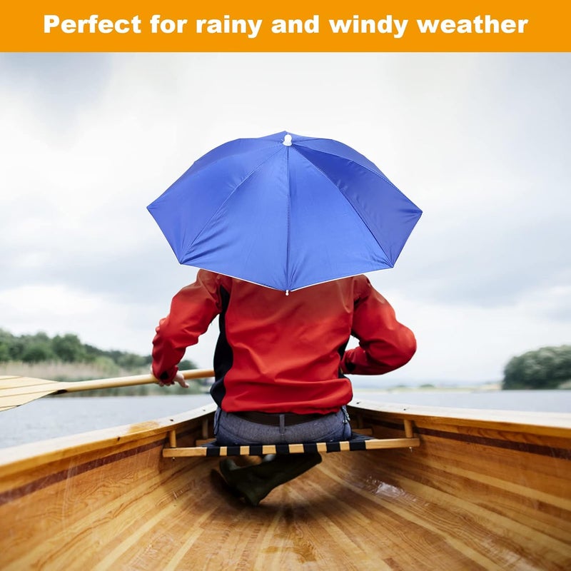 Pilipane Umbrella Hat  65cm Sunscreen Windproof Hands for f ree heads Umbrella hat heads Mounted Umbrella Top Folding Hat Umbrella for Adults and Kids Men Women Blue - Image 3