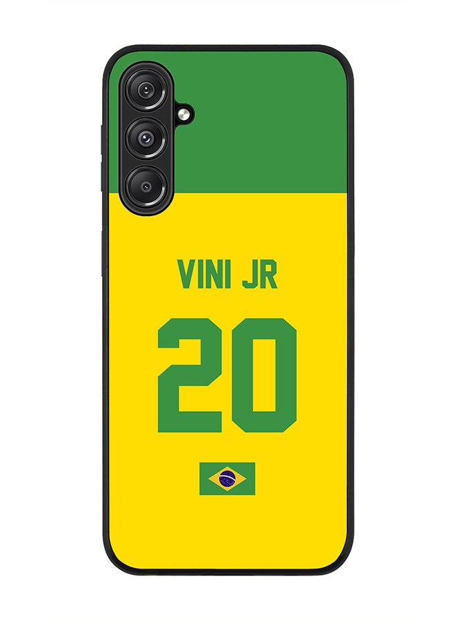Stylizedd Rugged Black Edge case for Samsung Galaxy M34 5G, Custom Slim fit Thin Phone Case Cover - Football Team - Brazil, Player Name - Vini Jr - Image 1