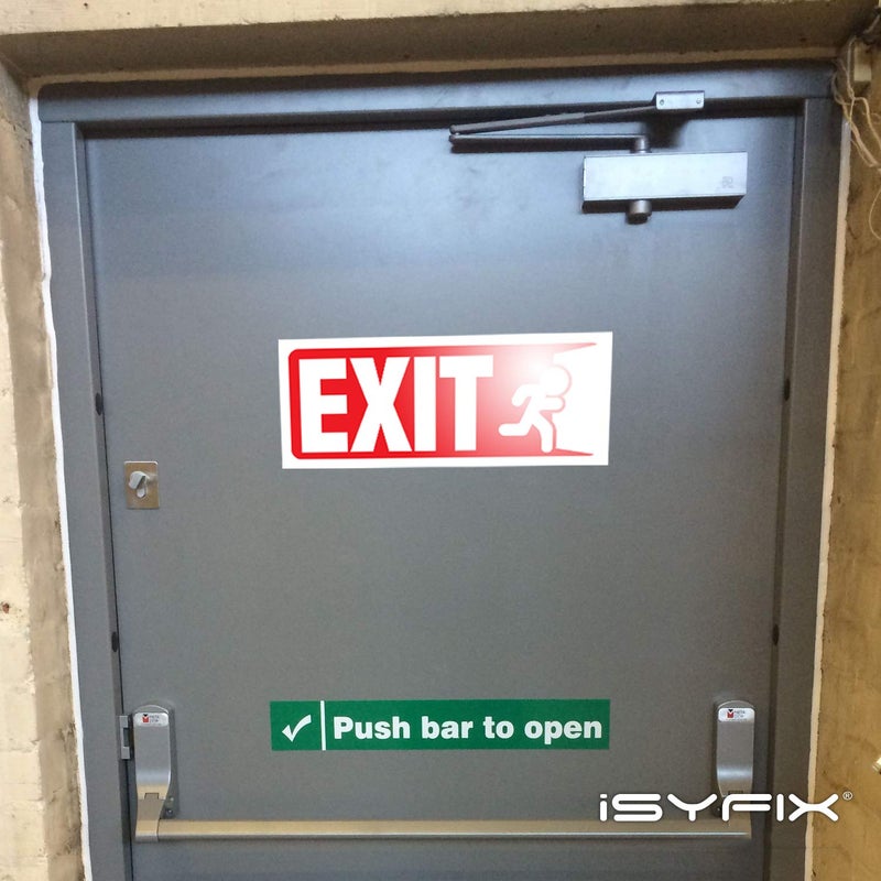 iSYFIX iSYFIX Exit Signs Stickers - 3 Pack 10x4 Inch - Premium Self-Adhesive Vinyl  Laminated for Ultimate UV  Weather  Scratch  Water and Fade Resistance  for Office  Buildings  Workplace  Indoor & Outdoor  - Image 5