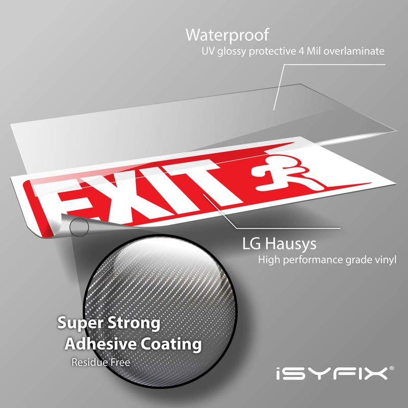 iSYFIX iSYFIX Exit Signs Stickers - 3 Pack 10x4 Inch - Premium Self-Adhesive Vinyl  Laminated for Ultimate UV  Weather  Scratch  Water and Fade Resistance  for Office  Buildings  Workplace  Indoor & Outdoor  - Image 3