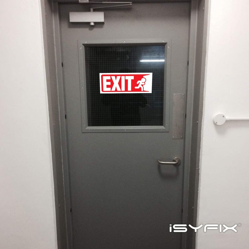 iSYFIX iSYFIX Exit Signs Stickers - 3 Pack 10x4 Inch - Premium Self-Adhesive Vinyl  Laminated for Ultimate UV  Weather  Scratch  Water and Fade Resistance  for Office  Buildings  Workplace  Indoor & Outdoor  - Image 4