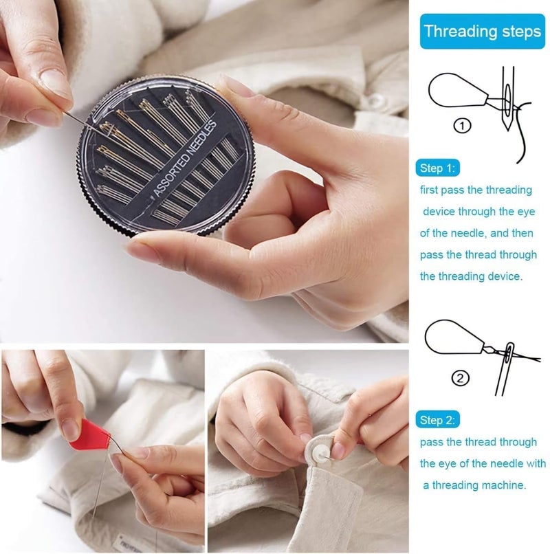 RIANZ Tailoring Travel Sewing Sets Kit Box with 10 Thread Spool Needles Measure Tape Bobbins Shirt and Pant Buttons Seam Ripper Scissor Pearl Pin etc with Sewing Kit Box Pack of 133 Pcs - Image 4