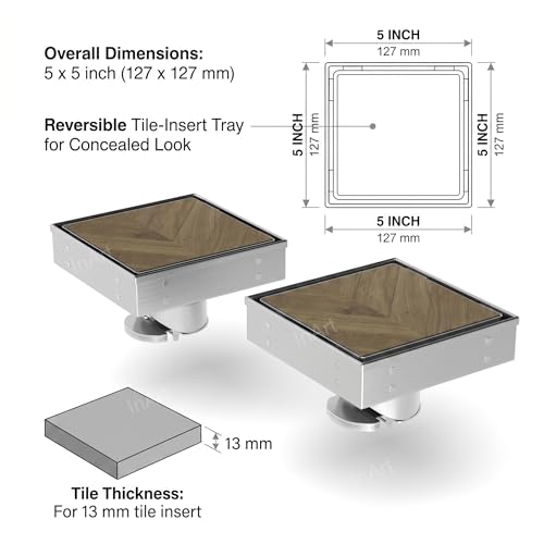 InArt Quadrate 5x5 Inch Tile Insert Floor Drain Jali | 304 Stainless Steel Invisible Shower Drain Channel for 13mm Tile | Anti-Cockroach Trap | Silver - 5 Year Warranty - Image 3