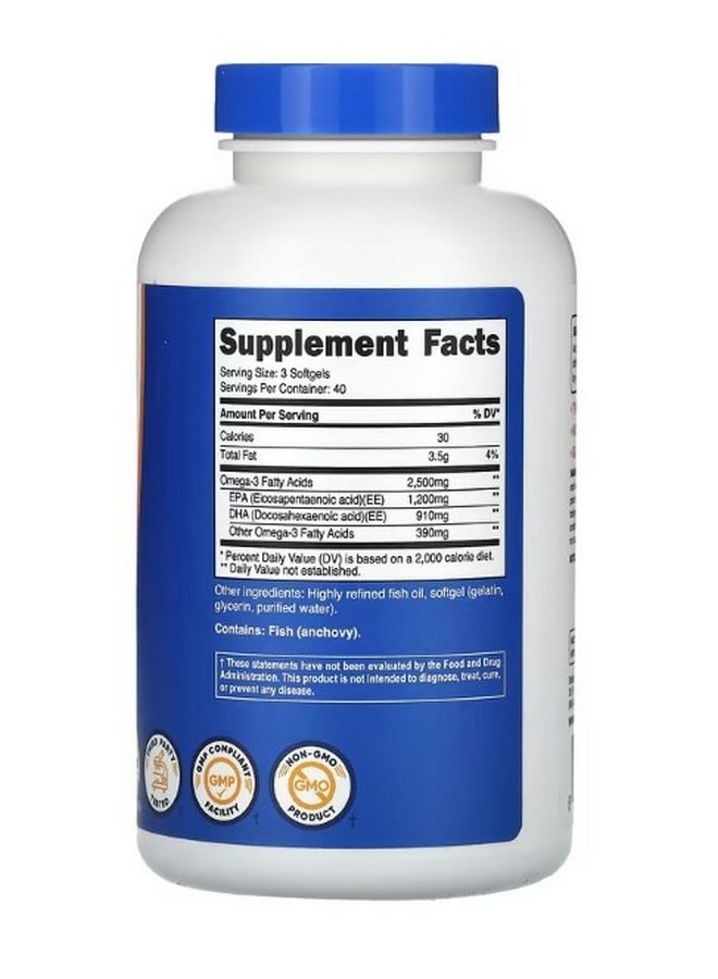 Nutricost أوميغا 3 2500 ملغ 120 كبسولة لينة 833 ملغ لكل كبسولة - Image 2