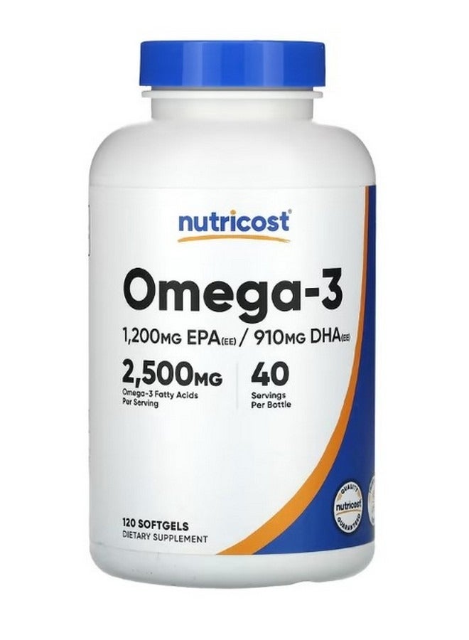 Nutricost أوميغا 3 2500 ملغ 120 كبسولة لينة 833 ملغ لكل كبسولة - Image 1