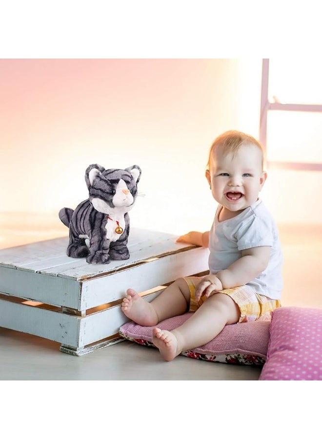 Marsjoy قطة روبوت رمادية مزخرفة دمية قطة محشوة تفاعلية، قطة صغيرة تفاعلية، قطة إلكترونية، لعبة قطة روبوتية، لعبة قطة متحركة للفتيات والأطفال L:12" - Image 5