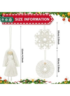 Antikiano 8 Pcs Christmas Macrame Ornaments Snowflake Macrame Decor Fairy Crochet Ornaments Handmade Woven Hanging Boho Mini Macrame Wall Hanging for Winter Home Wedding Party Decor  - Image 2