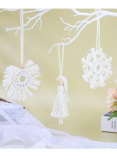 Antikiano 8 Pcs Christmas Macrame Ornaments Snowflake Macrame Decor Fairy Crochet Ornaments Handmade Woven Hanging Boho Mini Macrame Wall Hanging for Winter Home Wedding Party Decor  - Image 3