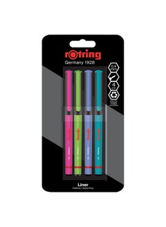 Rotring Rotring Liner Fineliner Pens 0.4 mm Colouring Pens for Writing & Drawing Plastic-Free Packaging Assorted Fun Colours 4 Count  - Image 1