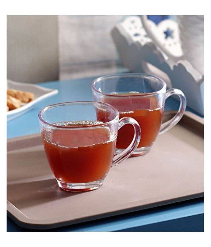 WQR Premium Glass Tea Cup and Saucer Coffee Cup Set of 6 (6 Cups and 6 Saucers) 190 ML Transparent Cups and Saucer Set Coffee, Tea, Green Tea (Italian) - Image 4