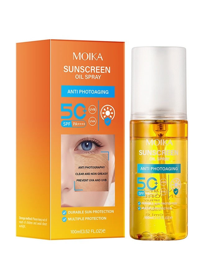 مويكا رذاذ زيت واقي من الشمس - بخاخ واقي من الشمس للجسم SPF 50 توهج واقي من الشمس ترطيب رذاذ زيت جسم خفيف الوزن SPF ، حماية واسعة الطيف من الأشعة فوق البنفسجية / الأشعة فوق البنفسجية UVA - Image 1