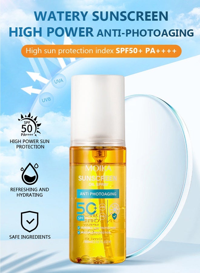 مويكا رذاذ زيت واقي من الشمس - بخاخ واقي من الشمس للجسم SPF 50 توهج واقي من الشمس ترطيب رذاذ زيت جسم خفيف الوزن SPF ، حماية واسعة الطيف من الأشعة فوق البنفسجية / الأشعة فوق البنفسجية UVA - Image 5