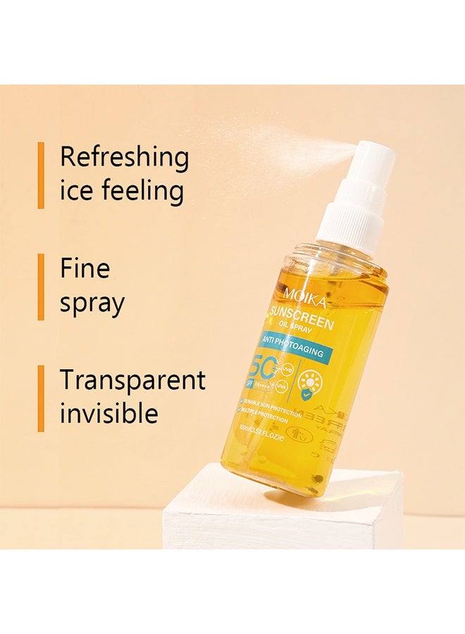 مويكا رذاذ زيت واقي من الشمس - بخاخ واقي من الشمس للجسم SPF 50 توهج واقي من الشمس ترطيب رذاذ زيت جسم خفيف الوزن SPF ، حماية واسعة الطيف من الأشعة فوق البنفسجية / الأشعة فوق البنفسجية UVA - Image 4