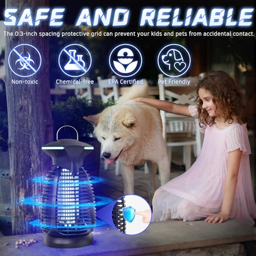 Dovima Bug Zapper Outdoor for Mosquito Flies - Waterproof Insect Killer Trap Lamp Electric 4200V Powerful Bug Zappers Indoor with LED Light for Patio Porch Garage Backyard & Home - Image 4